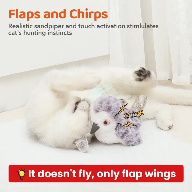 🦅 Pawzioo™Flapping Bird Cat Toy – Realistic Chirping Sound, USB Rechargeable