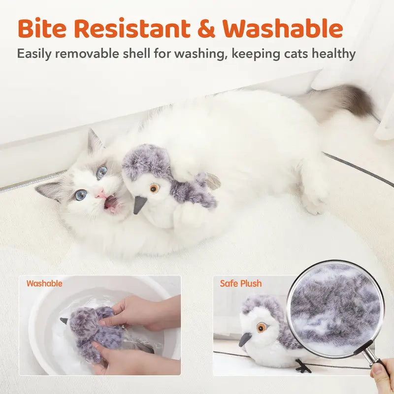 🦅 Pawzioo™Flapping Bird Cat Toy – Realistic Chirping Sound, USB Rechargeable