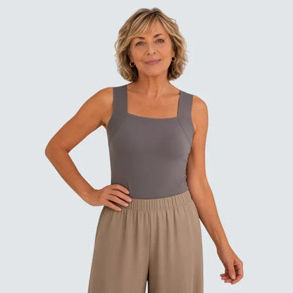 Built-In Bra Tank | Support in the front. Nothing wraps around your back