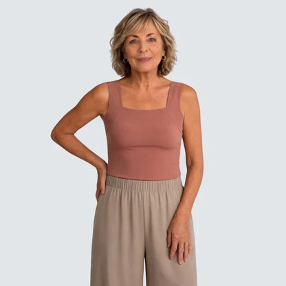 Built-In Bra Tank | Support in the front. Nothing wraps around your back