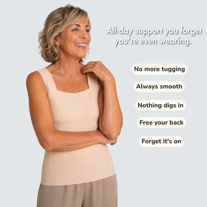 Built-In Bra Tank | Support in the front. Nothing wraps around your back