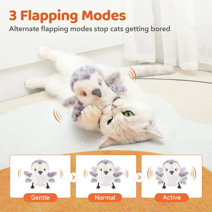 🦅 Pawzioo™Flapping Bird Cat Toy – Realistic Chirping Sound, USB Rechargeable