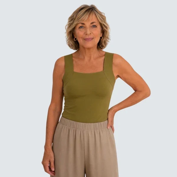 Built-In Bra Tank | Support in the front. Nothing wraps around your back