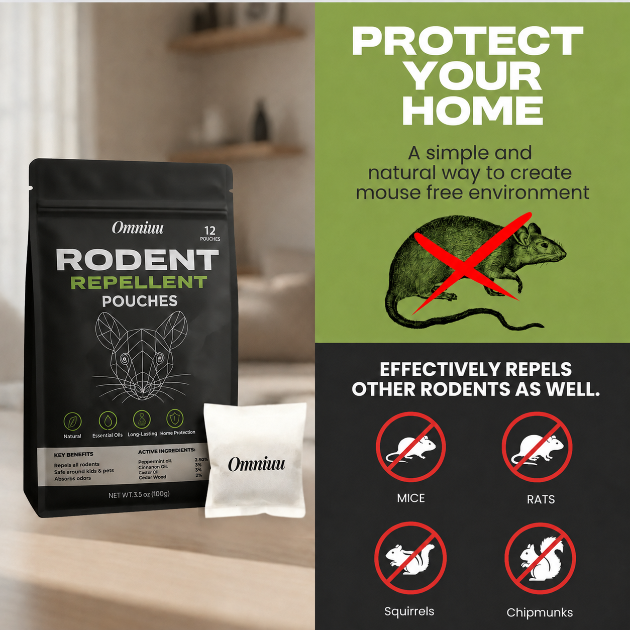 Omniuu® Natural Rodent Repellent Pouches