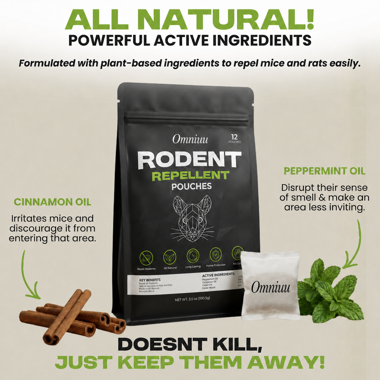 Omniuu® Natural Rodent Repellent Pouches