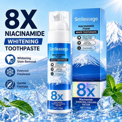 Niacinamide Foaming Whitening Toothpaste 8X - Fresh Breath Stain Removal Gentle Teeth Cleaning 100ml-D