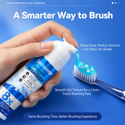 Niacinamide Foaming Whitening Toothpaste 8X - Fresh Breath Stain Removal Gentle Teeth Cleaning 100ml-D