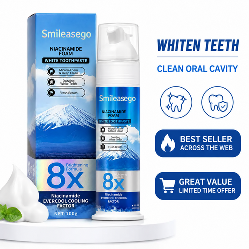 Niacinamide Foaming Whitening Toothpaste 8X - Fresh Breath Stain Removal Gentle Teeth Cleaning 100ml-D