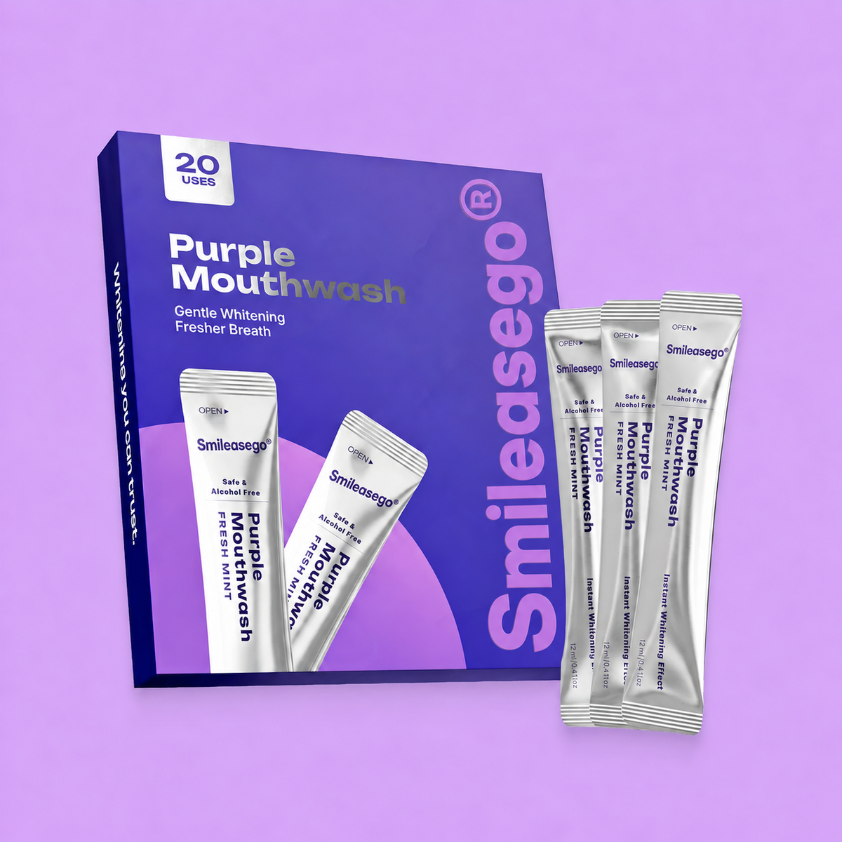 Smileasego® Purple Mouthwash — 30-Second Color-Correcting Smile Brightener for Fresher Breath