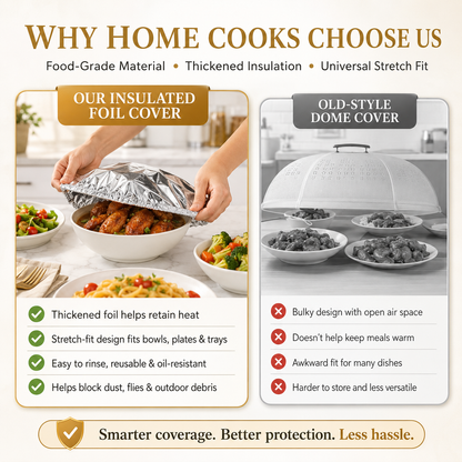 🧑‍🍳Insulated Aluminum Foil Food Cover – Locks In Heat & Freshness