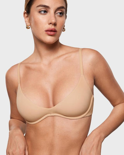 Women's NESLEMY Plus Plunge Bra - Unlined Underwire Sexy Demi Balconette Bras