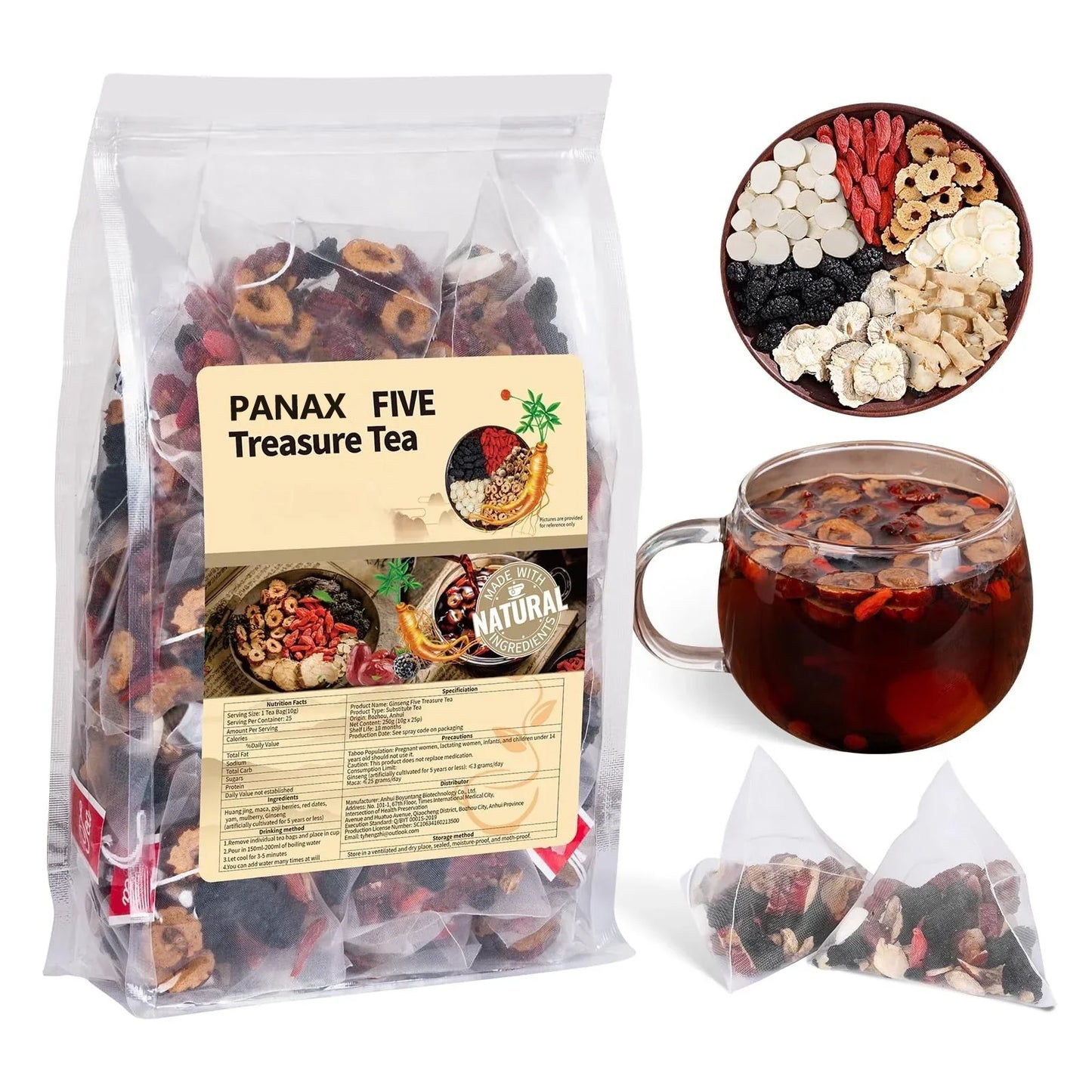 🌿Panax & Mulberry Herbal Tea🍵Boost Energy, Sleep Better, Support Kidneys