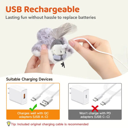 🦅 Pawzioo™Flapping Bird Cat Toy – Realistic Chirping Sound, USB Rechargeable