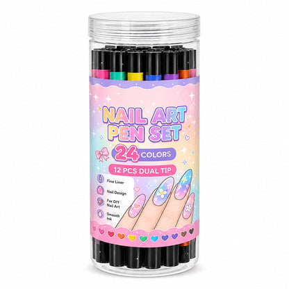 💅24‑Colors Dual‑Ended Nail Art Pens‑DIY Manicure Drawing Set🎁